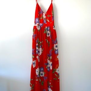 Floral Burnt Orange Maxi Dress- M